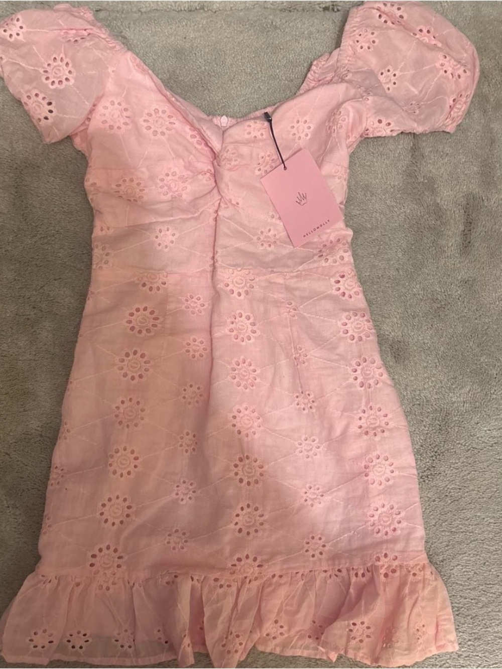 Hello Molly Pink Eyelet Ruffle Dress